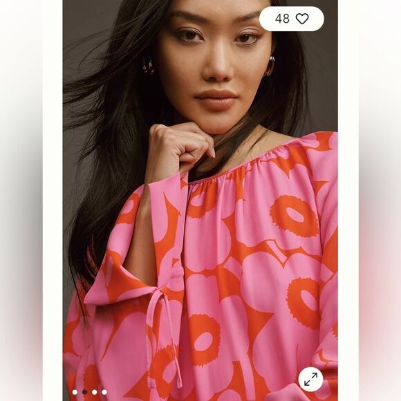 By Anthropologie Marimekko Majolika Unikko Midi Dress size 8 retail $375 - Picture 2 of 8